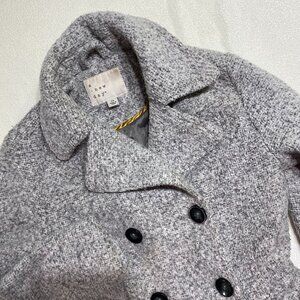 A New Day Pea Coat Womens XS Gray blend Double Breasted pleated jacket Y2K